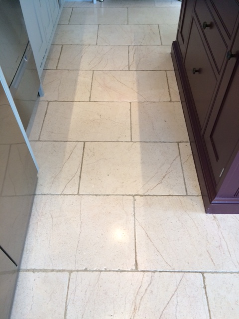 White Limestone Floor After Cleaning in Knaresborough