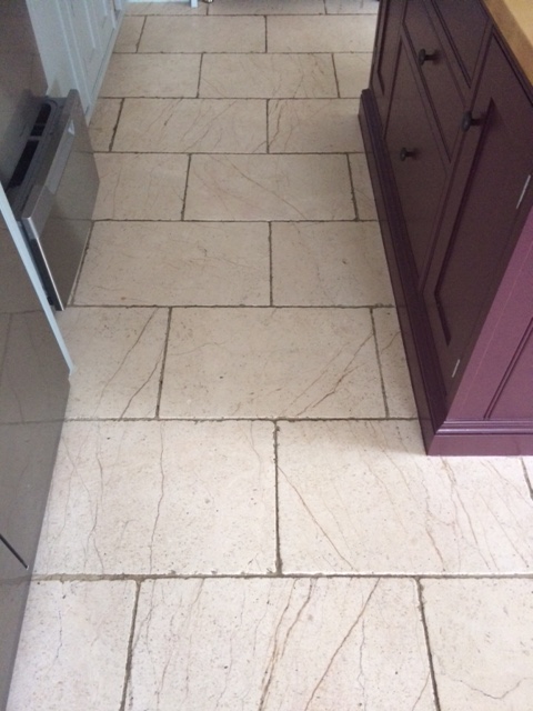 White Limestone Floor Before Cleaning in Knaresborough