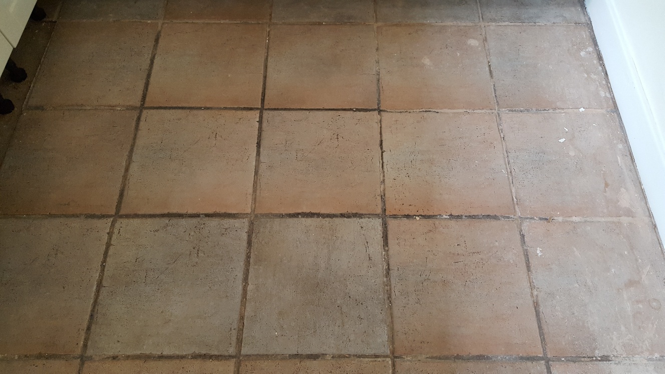 Ceramic Floor Tiles Before Cleaning in Sherburn in Elmet Kitchen