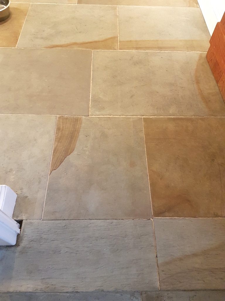 Dirty Lapicida Sandstone Floor After Cleaning Bedale