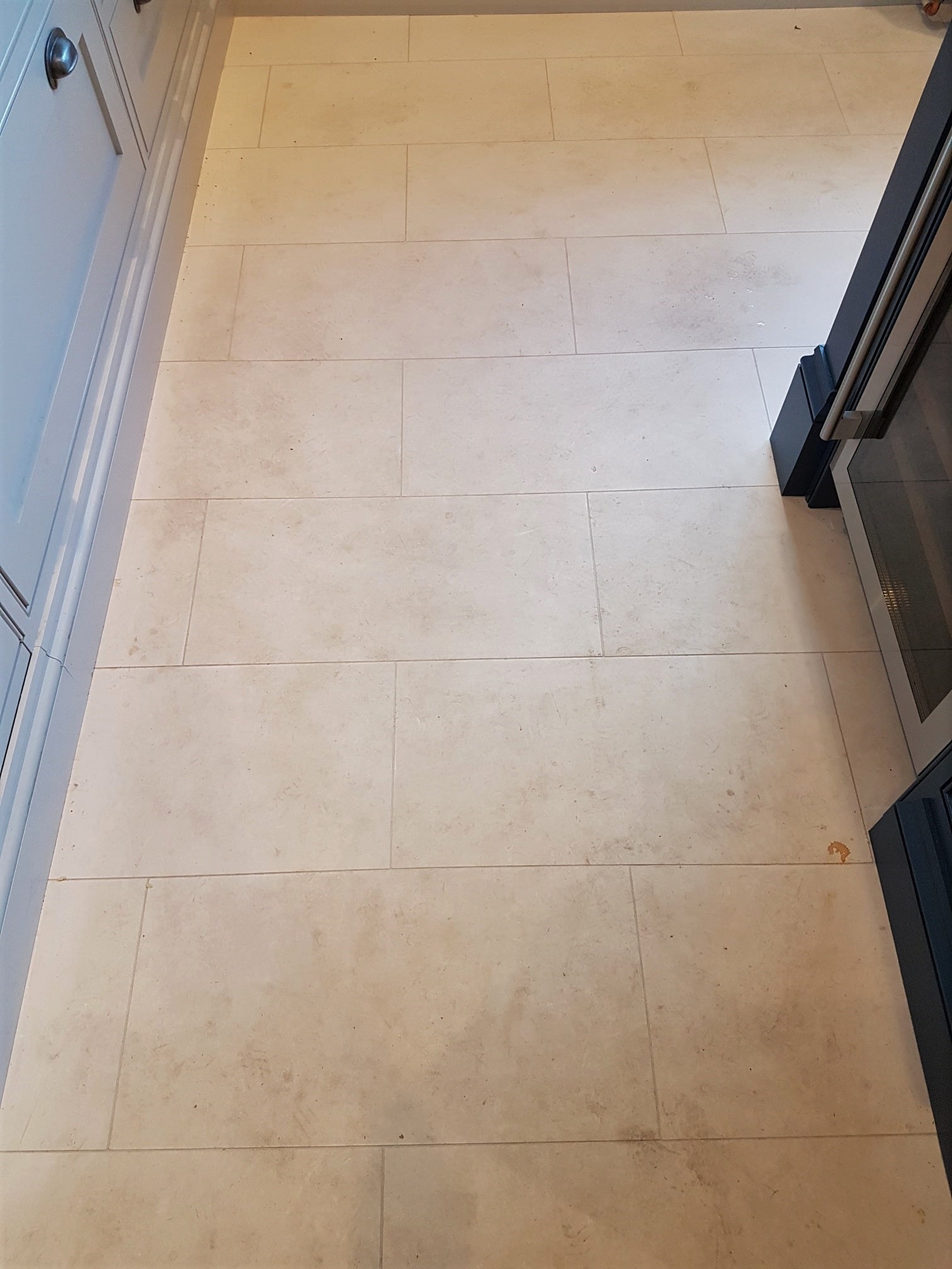 White Moleanos Limestone Floor Before Cleaning Harrogate