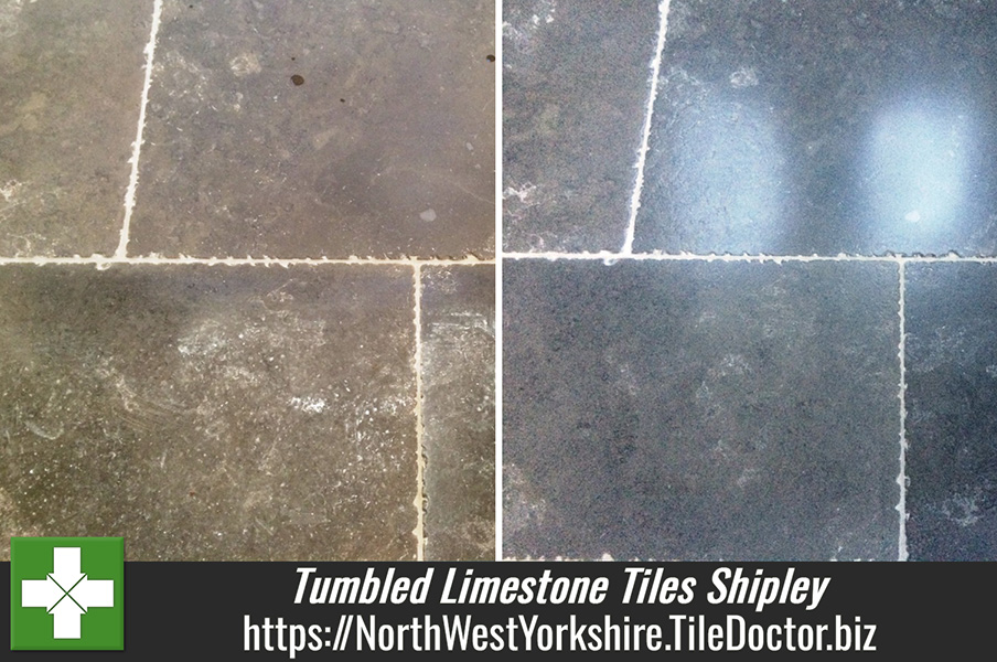 Grout Haze on Expensive Tumbled Limestone Tiles in Shipley