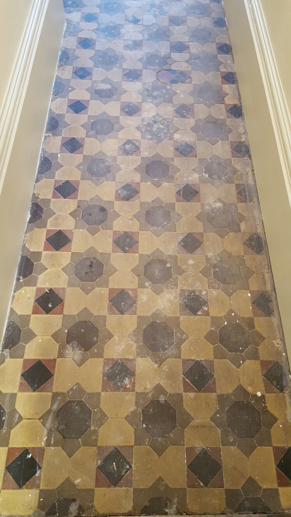 Old Victorian Tiled Floor Before Restoration in Knaresborough