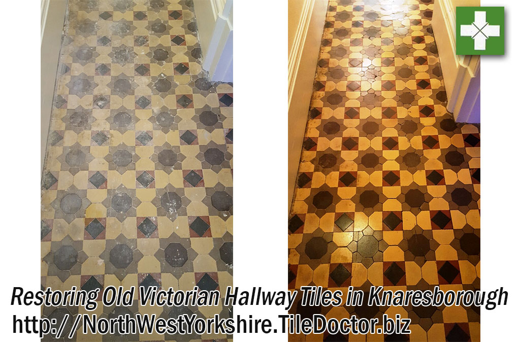 Victorian Tiled Hallway Before and After Restoration Knaresborough