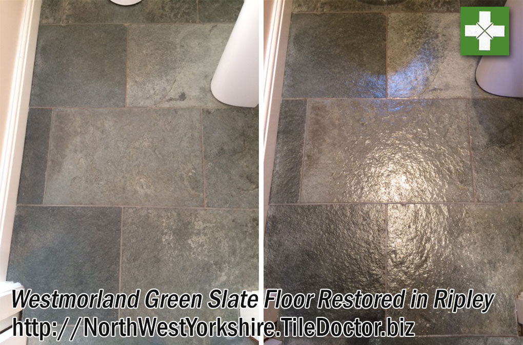 Westmorland Green Slate Floor Before and After Cleaning Ripley