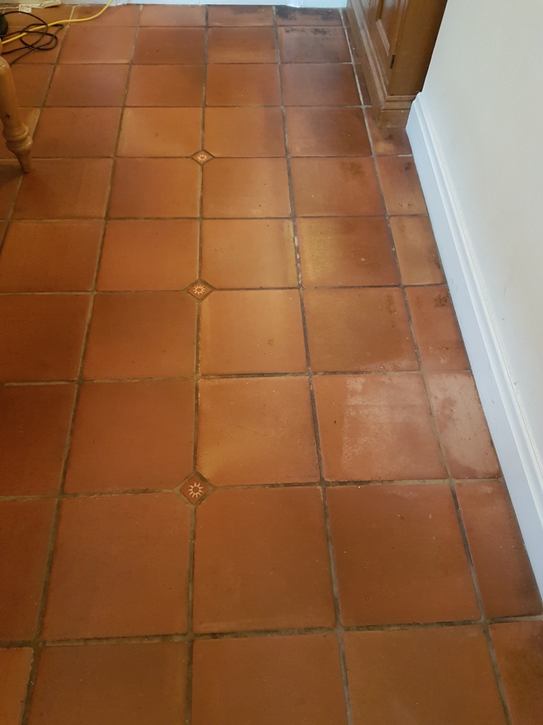 Dirty Mexican Terracotta Tile and Grout Deep Cleaned and Sealed in York
