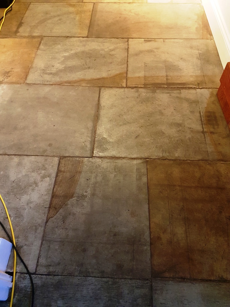 Dirty Lapicida Sandstone Floor Before Cleaning Bedale