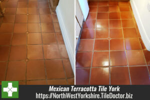 Dirty Mexican Terracotta Tile and Grout Deep Cleaned and Sealed in York