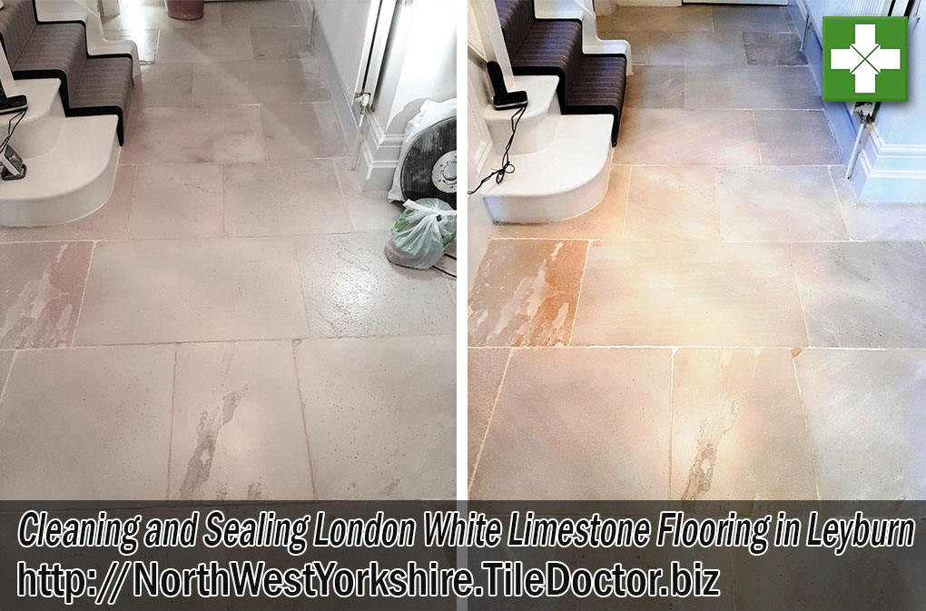 White London Limestone Flooring Before After Cleaning Sealing Leyburn North Yorkshire