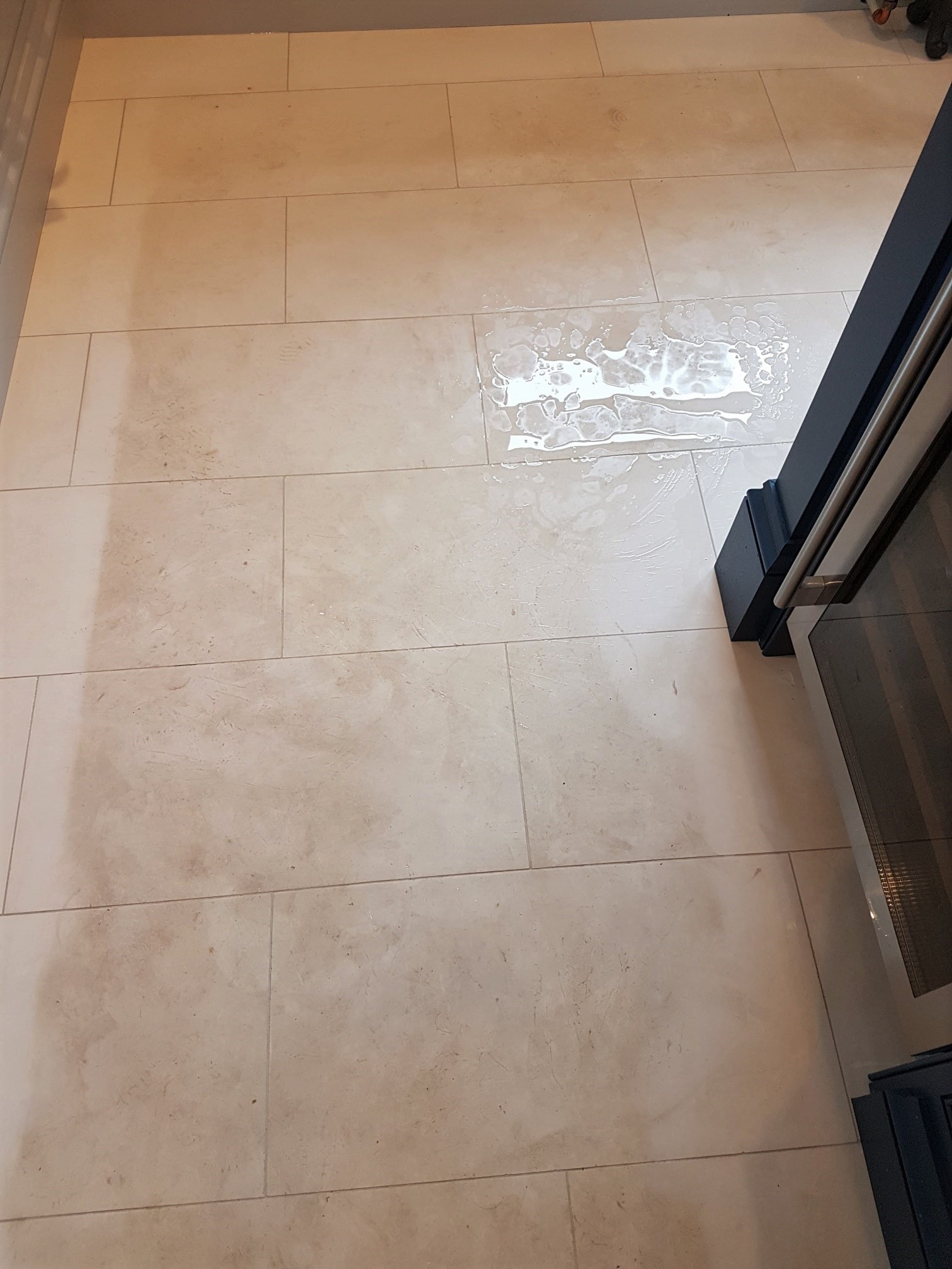 White Moleanos Limestone Floor During Cleaning Harrogate