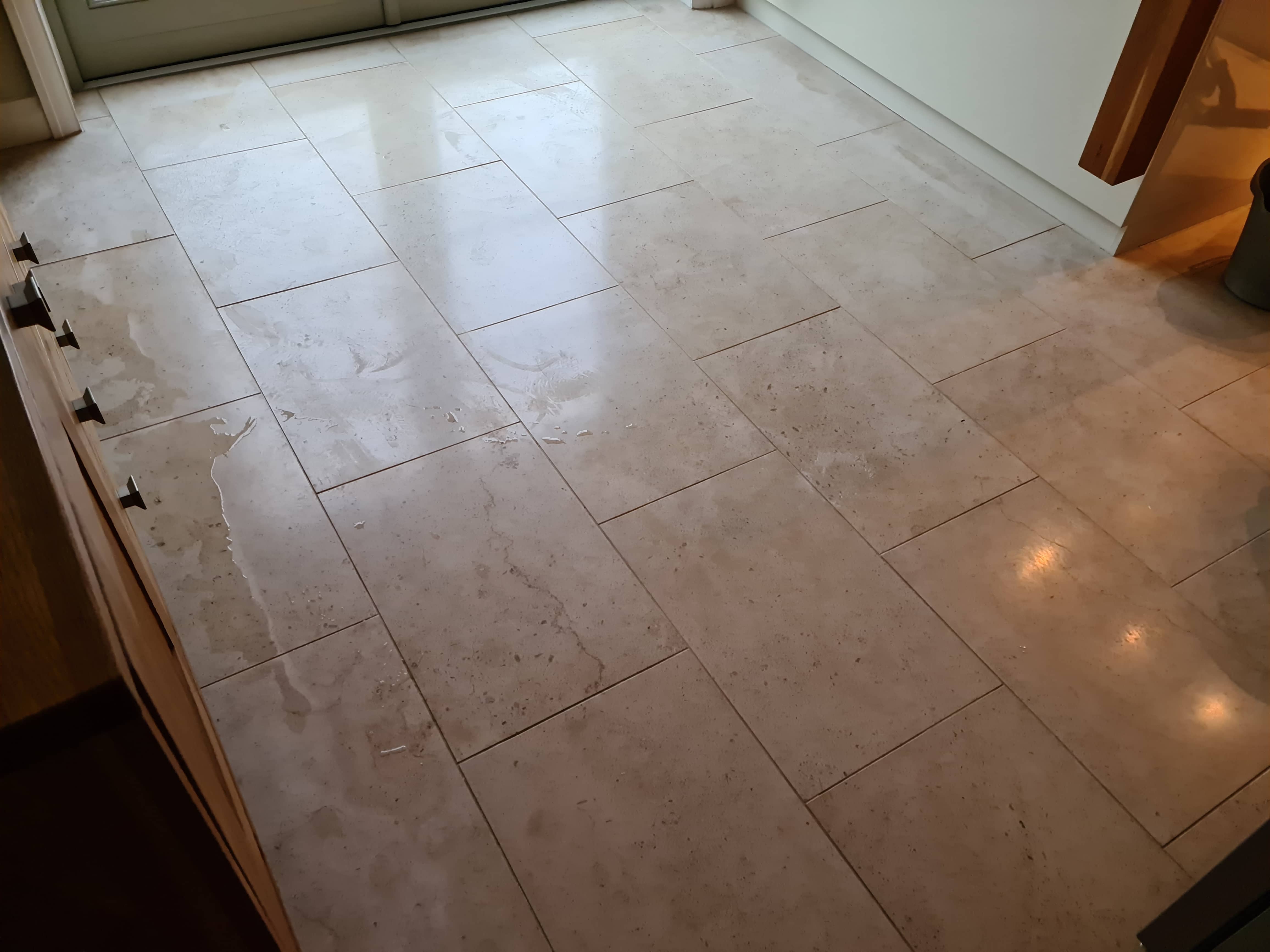 Moleanos Limestone Floor Before Cleaning Harrogate