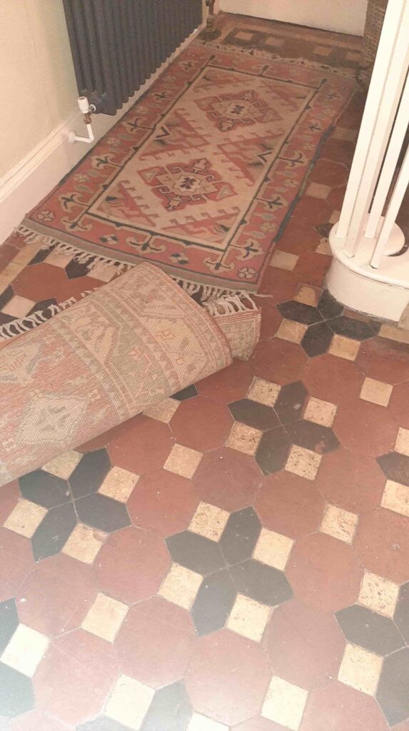 Victorian Tiled Hallway Floor Before Restoration Thirsk