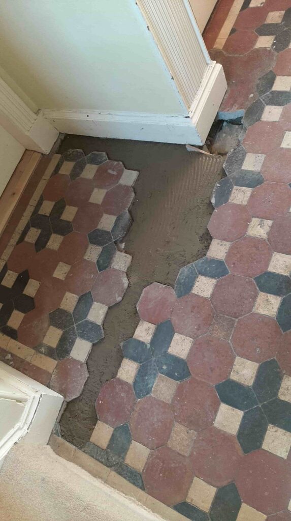 Victorian Tiled Hallway Floor During Repair Thirsk