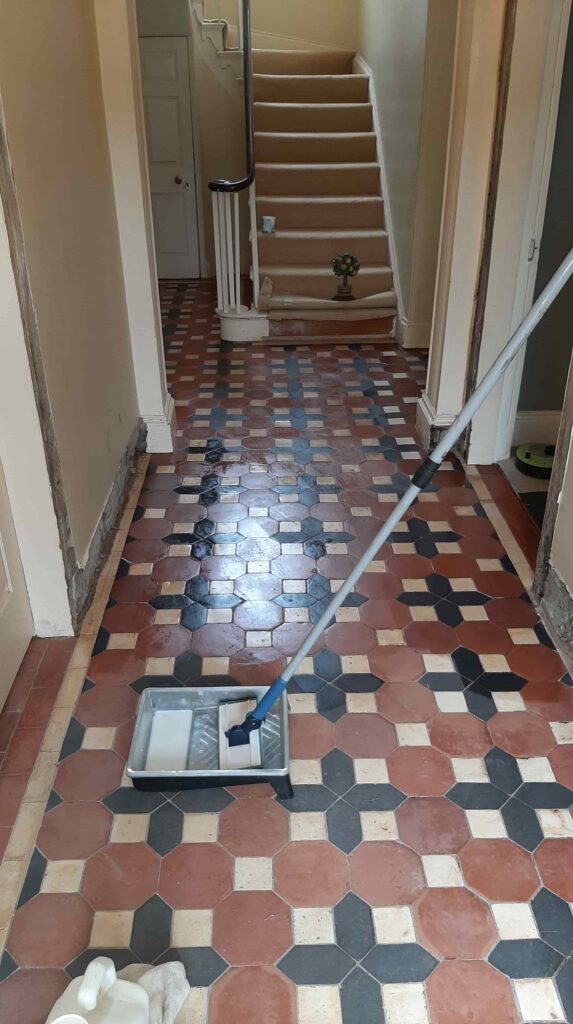 Victorian Tiled Hallway Floor During Sealing Thirsk
