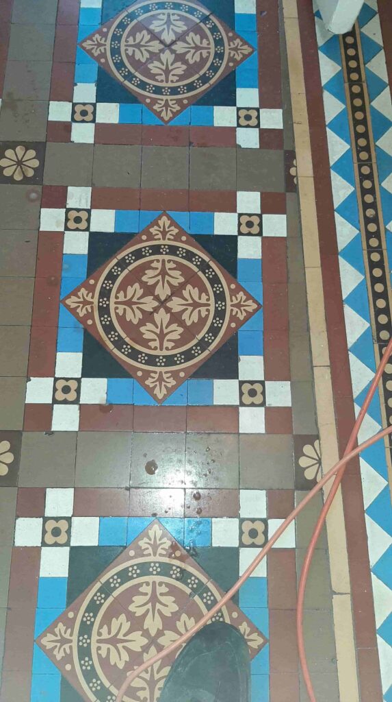 Victorian Tiled Hallway Floor Before Cleaning Bingley