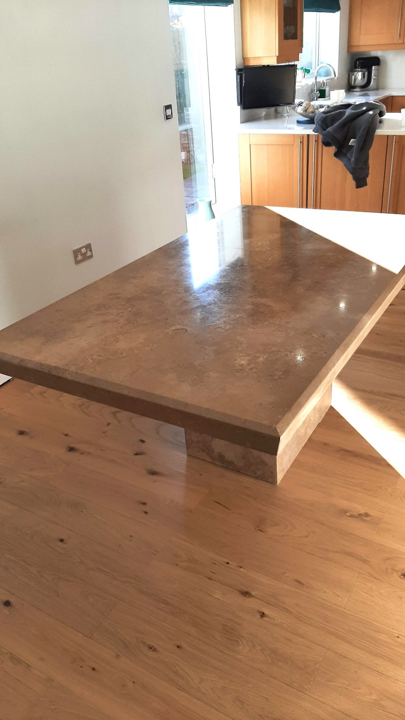 Scratched Travertine Table After Polishing Morley Leeds