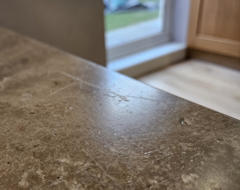 Scratched Travertine Table Before Polishing Morley Leeds