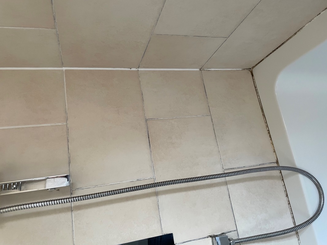 Mouldy Ceramic Bathroom Tile Grout Before Cleaning Huddersfield