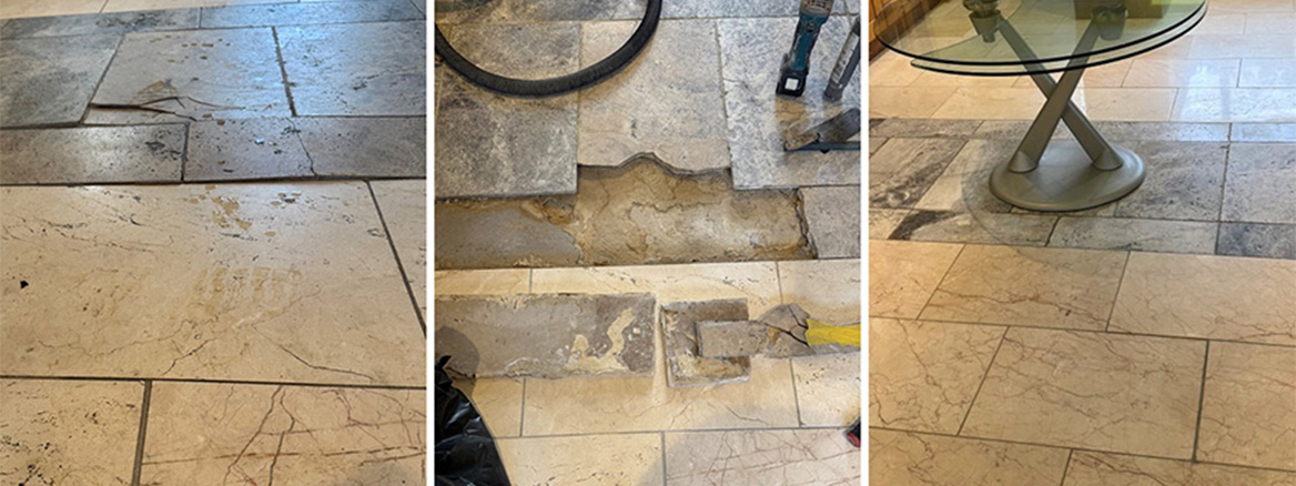 Limestone Kitchen Floor Restoration in Burley in Wharfedale